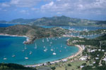 View over English Harbour, Nelson's Dockyard and Falmouth Harbour from Shirley Heights, Antigua, Caribbean